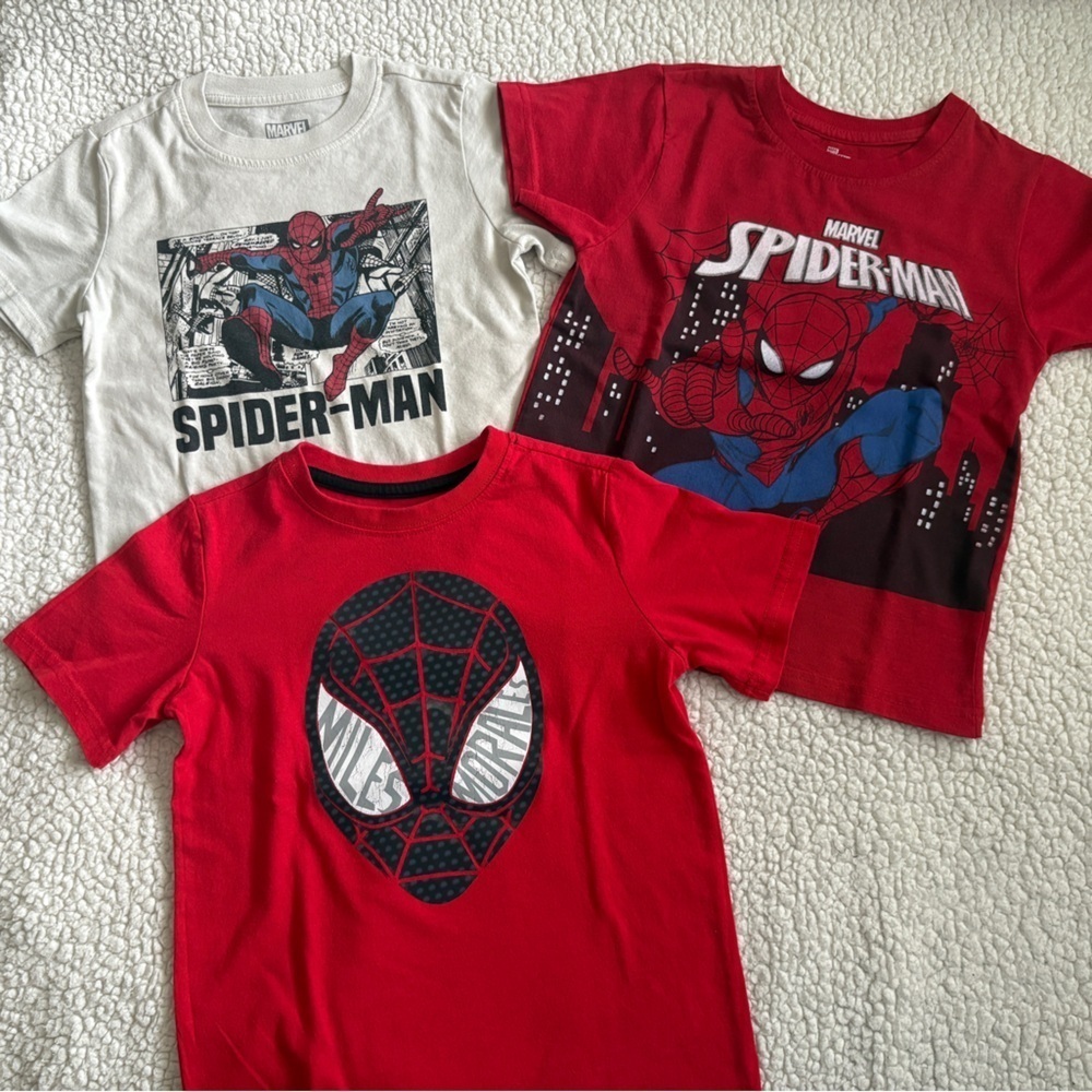 Marvel Spider-Man Kids Short Sleeve Tees - Red, White, Black
